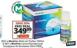 Checkers Hyper Buy a Medirite White Air Purifier & GET a Medirite Lemon/Sandalwood/ Eucalyptus Air Revitaliser FREE offer