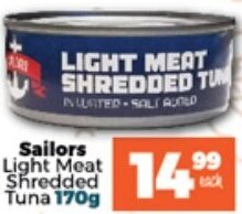 Take 'n Pay Sailors Light Meat Shredded Tuna 170g offer