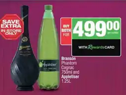 Spar Tops Branson Phantom Cognac 750ml and Appletiser 1.25L offer