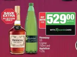 Spar Tops Hennessy VS Cognac 750ml and Appletiser 1.25L offer
