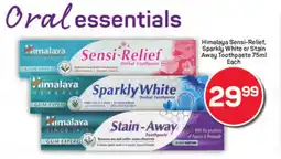 Pick n Pay Hypermarket Himalaya Sensi-Relief, Sparkly White or Stain Away Toothpaste offer