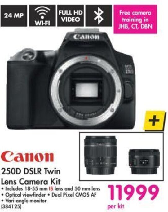 Canon 250D DSLR Twin Lens Camera Kit offer at Makro