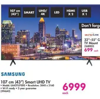 Makro Samsung 107cm 43" Smart UHD TV offer