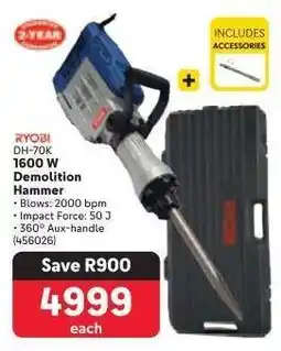 Makro RYOBI DH-70K 1600 W Demolition Hammer offer