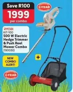 Makro RYOBI KIT-100 500 W Electric Hedge Trimmer & Push Reel Mower Combo offer