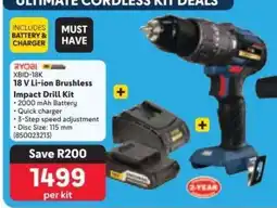 Makro RYOBI XBID-18K 18 V Li-ion Brushless Impact Drill Kit offer