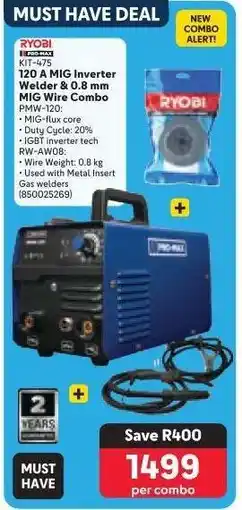 Makro 120 A MIG Inverter Welder & 0.8 mm MIG Wire Combo offer