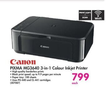Makro Canon Pixma MG3640 3-in-1 Colour Inkjet Printer offer