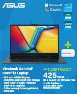 Incredible Connection ASUS Vivobook Go Intel Core i3 Laptop offer