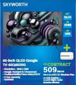 Incredible Connection SKYWORTH 65-inch QLED Google TV-65Q6620G offer
