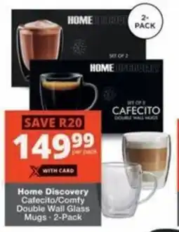 Checkers Hyper Home Discovery Cafecito/ Comfy Double Wall Glass Mugs offer