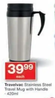 Checkers Hyper Travelvac Stainless Steel Travel Mug with Handle offer