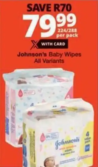 Checkers Hyper Johnson's Baby Wipes All Variants offer