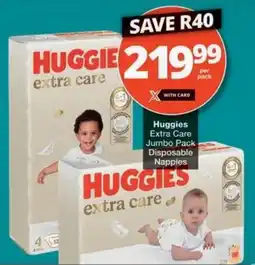 Checkers Hyper Huggies Extra Care Jumbo Pack Disposable Nappies offer