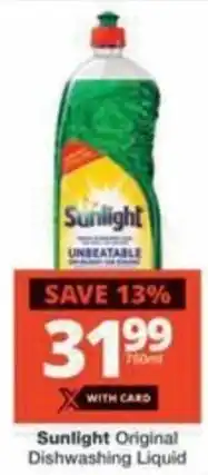 Checkers Hyper Sunlight Original Dishwashing Liquid offer