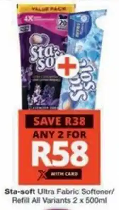 Checkers Hyper Sta-soft Ultra Fabric Softener/ Refill All Variants offer