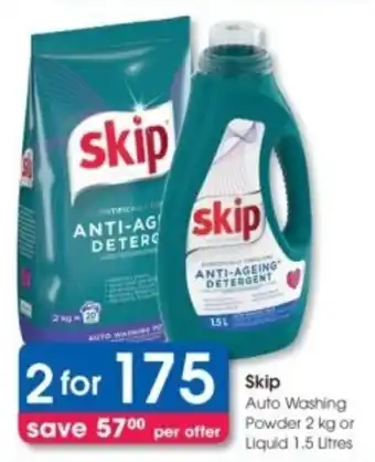 Clicks Skip Auto Washing Powder or Liquid offer