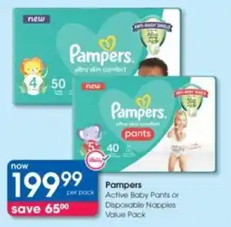 Clicks Pampers Active Baby Pants or Disposable Nappies Value Pack offer