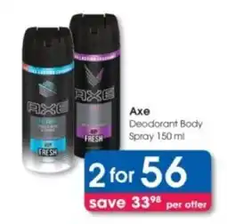 Clicks Axe Deodorant Body Spray offer