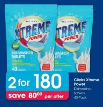Clicks Clicks Xtreme Power Dishwasher Tablets offer