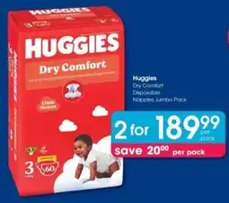 Clicks Huggies Dry Comfort Disposable Nappies Jumbo Pack offer
