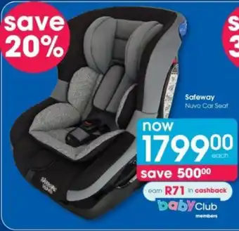 Clicks Safeway Nuvo Car Seat offer