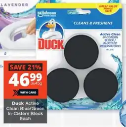 Checkers Duck Active Clean Blue/Green In-Cistern Block offer
