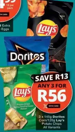 Checkers Doritos Corn/ Lay's Potato Chips All Variants offer