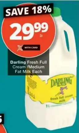 Checkers Darling Fresh Full Cream/ Medium Fat Milk Each offer