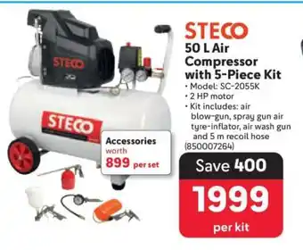 Makro STECO 50 L Air Compressor with 5-Piece Kit offer