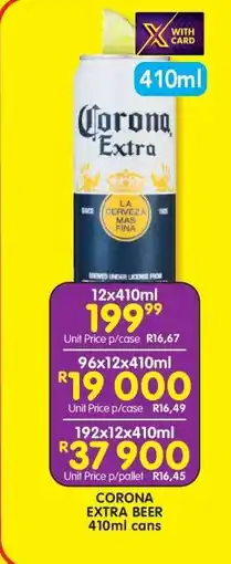 Shoprite CORONA EXTRA BEER 410ml cans offer