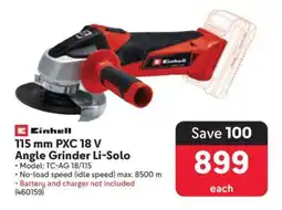 Makro Einhell 115 mm PXC 18 V Angle Grinder Li-Solo offer