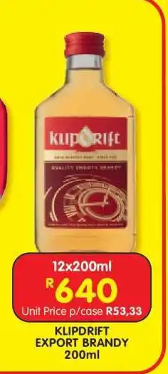 Shoprite KLIPDRIFT EXPORT BRANDY 200ml offer