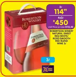 Shoprite ROBERTSON WINERY NATURAL SWEET RED/WHITE/ROSÉ/SMOOTH RED BLEND WINE 3ℓ offer