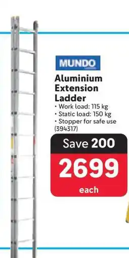 Makro MUNDO Aluminium Extension Ladder offer