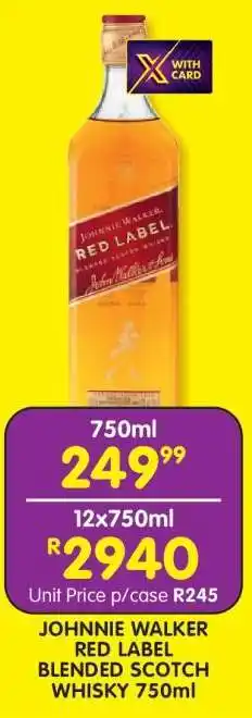 Shoprite Johnnie Walker Red Label Blended Scotch Whisky 750ml offer