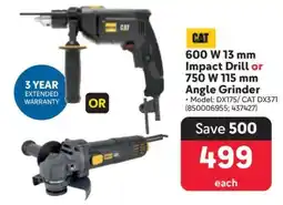 Makro CAT 600 W 13 mm Impact Drill or 750 W 115 mm Angle Grinder offer