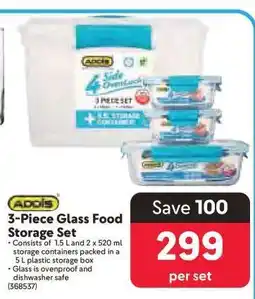 Makro ADDIS 3-Piece Glass Food Storage Set offer