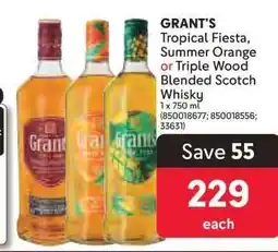 Makro GRANT'S Tropical Fiesta, Summer Orange or Triple Wood Blended Scotch Whisky offer