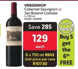 Makro VRIESENHOF Cabernet Sauvignon or Jan Boland Coetzee offer