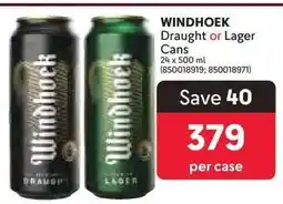 Makro WINDHOEK Draught or Lager Cans offer