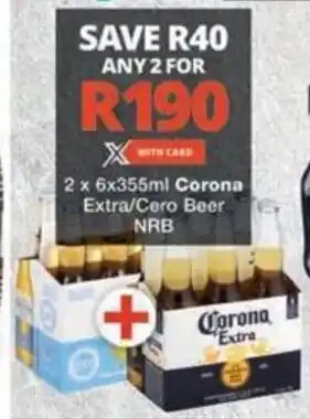 Checkers Corona Extra/Cero Beer NRB offer