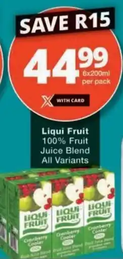 Checkers Liqui Fruit 100% Fruit Juice Blend All Variants offer
