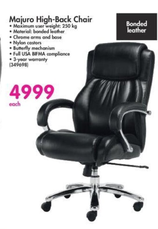 Majuro HighBack Chair 250kg offer at Makro
