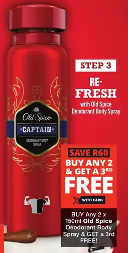 Checkers Buy Any Old Spice Deodorant Body Spray & GET a 3rd FREE offer