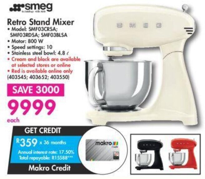 Retro Stand Mixer 800W offer at Makro