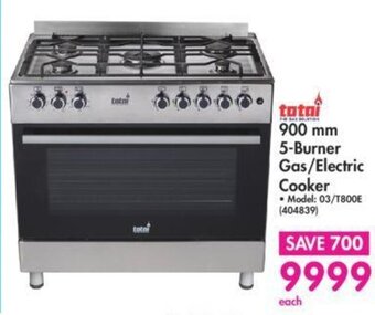 Tatai 900mm 5-Burner Gas/Electric Cooker