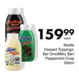 Save Nestle Dessert Toppings Bar One/ Milky Bar/ Peppermint Crisp offer