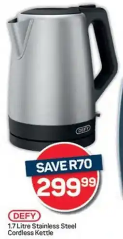 Pick n Pay DEFY Stainless Steel Cordless Kettle offer