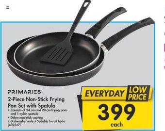Primaries 2-Piece Non-Stick Frying Pan Set with Spatula